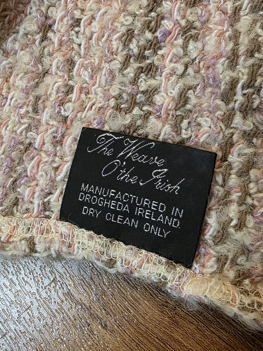 The Weave O' The Irish Cream Brown & Pink Wool Fringe Scarf